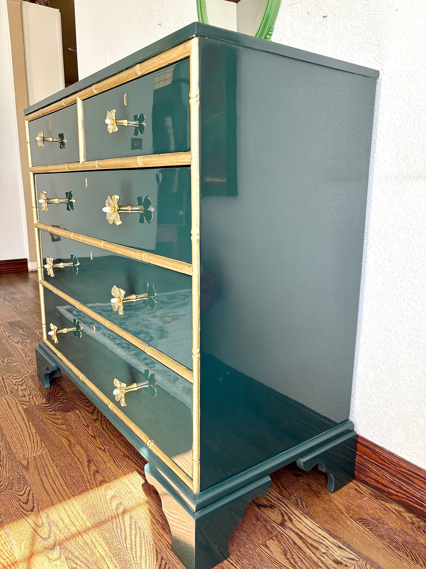 Ultra High Gloss Green Bamboo Trim Dresser