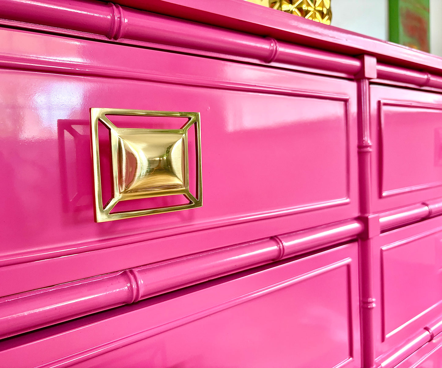 Henry Link Hot Pink High Gloss Faux Bamboo Dresser - Ready to Ship