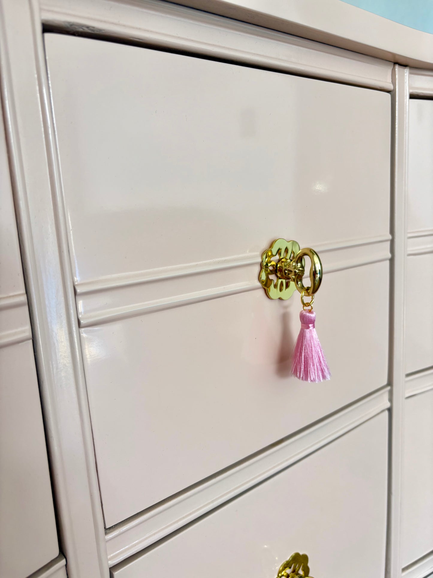 Dixie Bowfront Light Pink High Gloss 9 Drawer Dresser