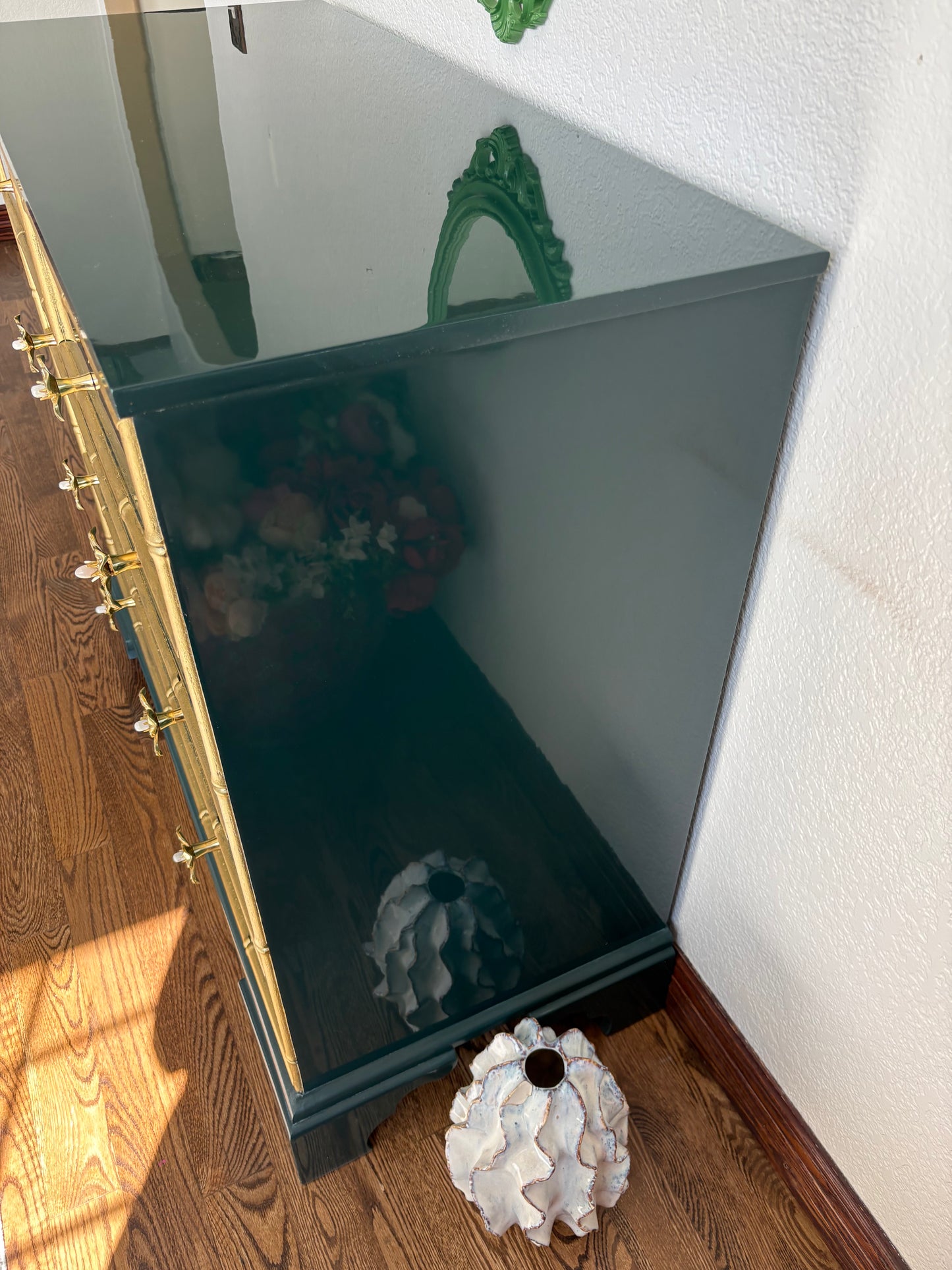 Ultra High Gloss Green Bamboo Trim Dresser