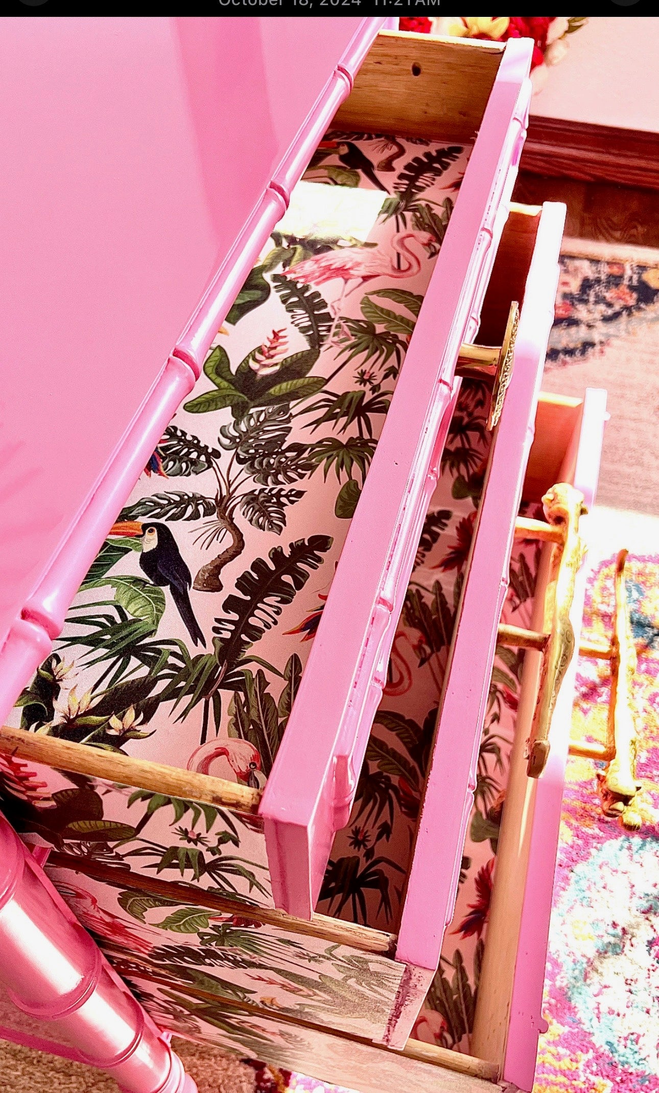 Customizable A Pair of Dixie Aloha Style 3 Drawer Faux Bamboo End Stands/Nightstands