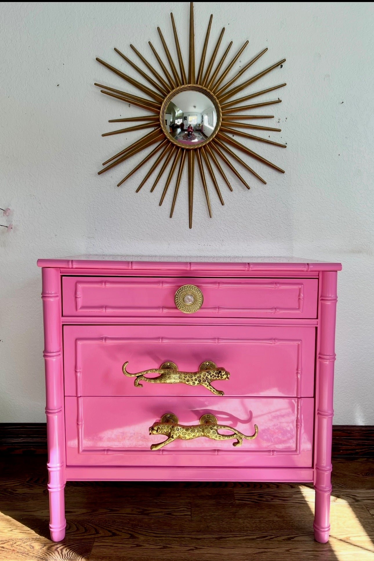 Customizable A Pair of Dixie Aloha Style 3 Drawer Faux Bamboo End Stands/Nightstands