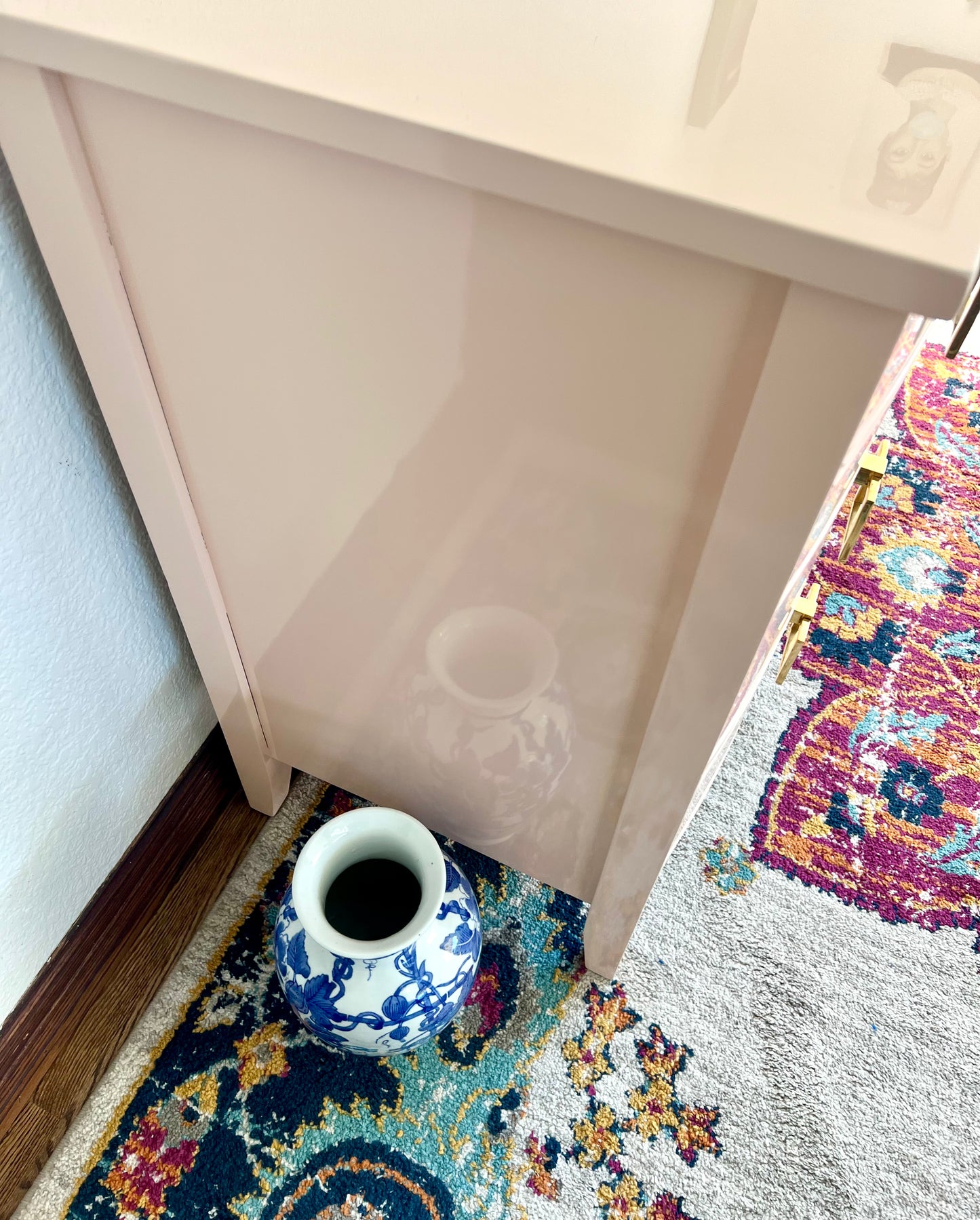 Dixie Bowfront Light Pink High Gloss 9 Drawer Dresser