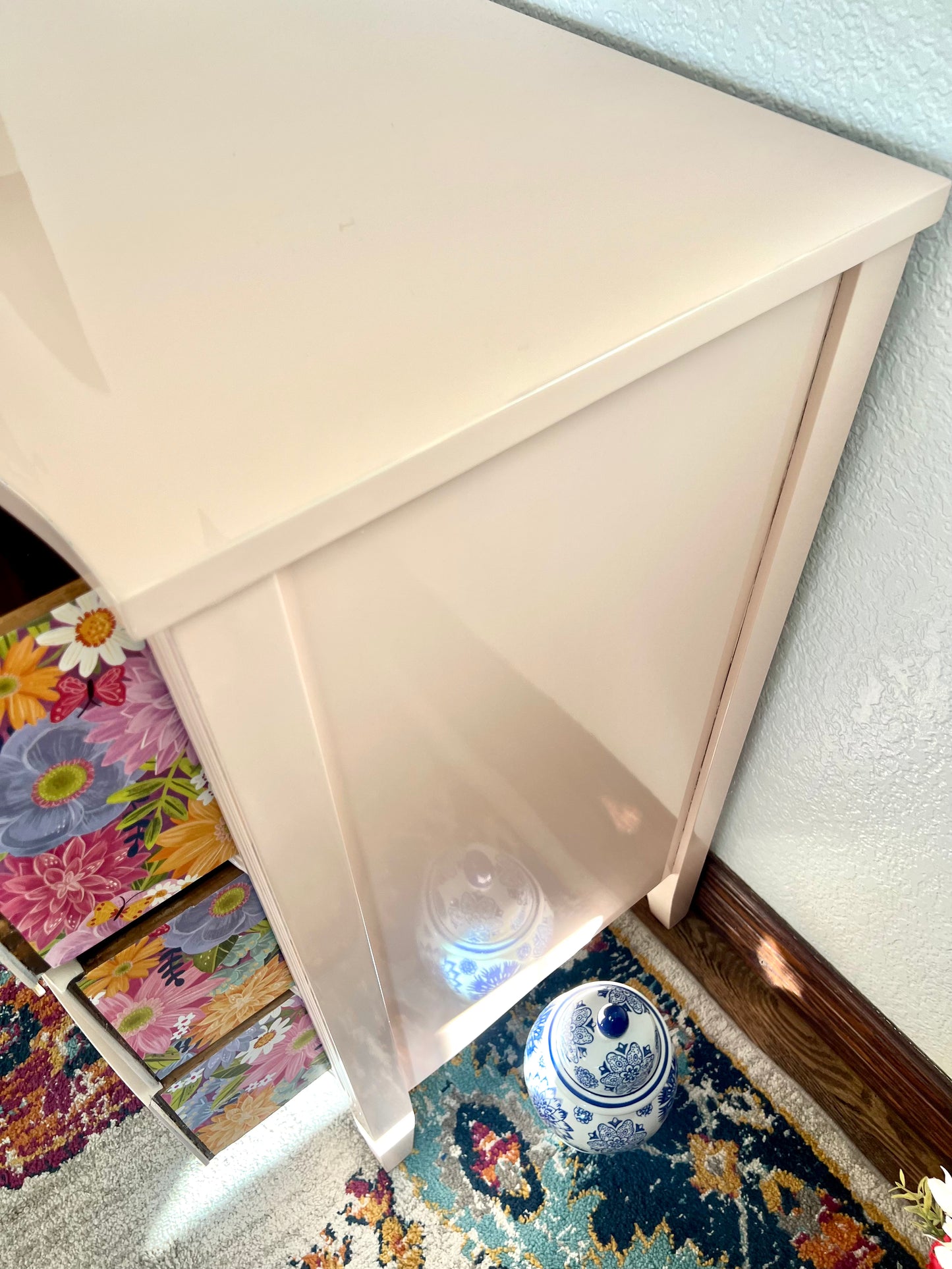 Dixie Bowfront Light Pink High Gloss 9 Drawer Dresser
