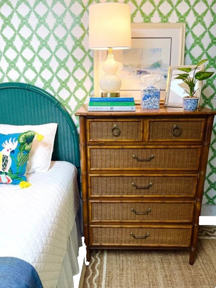CUSTOMIZABLE Dixie Faux Bamboo Wicker Front Tallboy