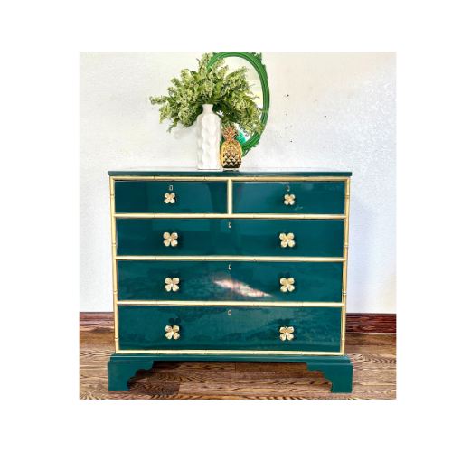 Ultra High Gloss Green Bamboo Trim Dresser