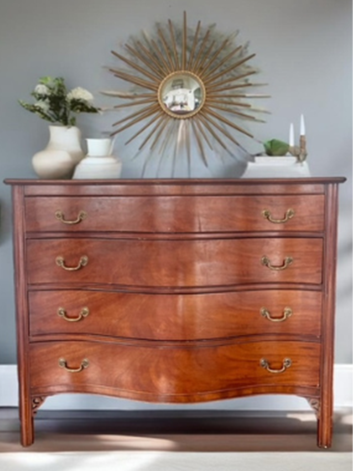 CUSTOMIZABLE Vintage Solid Mahogany 4 Drawer Dresser/Buffet/Entryway/Credenza Chest of Drawers