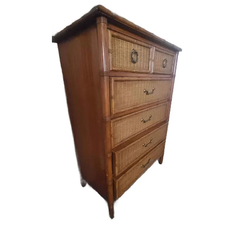 CUSTOMIZABLE Dixie Faux Bamboo Wicker Front Tallboy