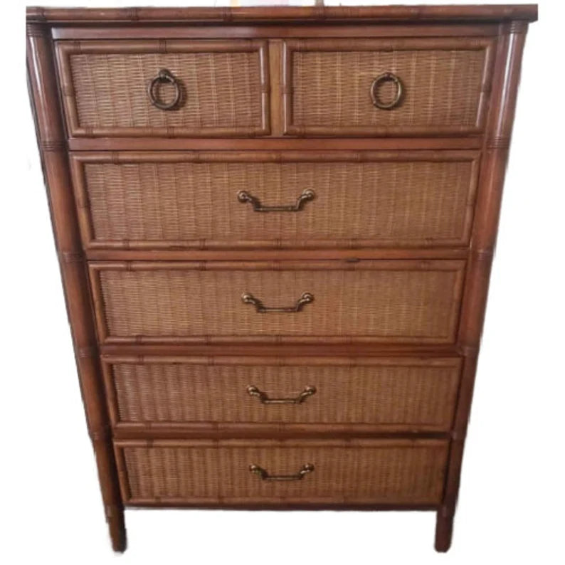 CUSTOMIZABLE Dixie Faux Bamboo Wicker Front Tallboy