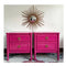 A Pair of Hot Pink High Gloss Faux Bamboo End Stands