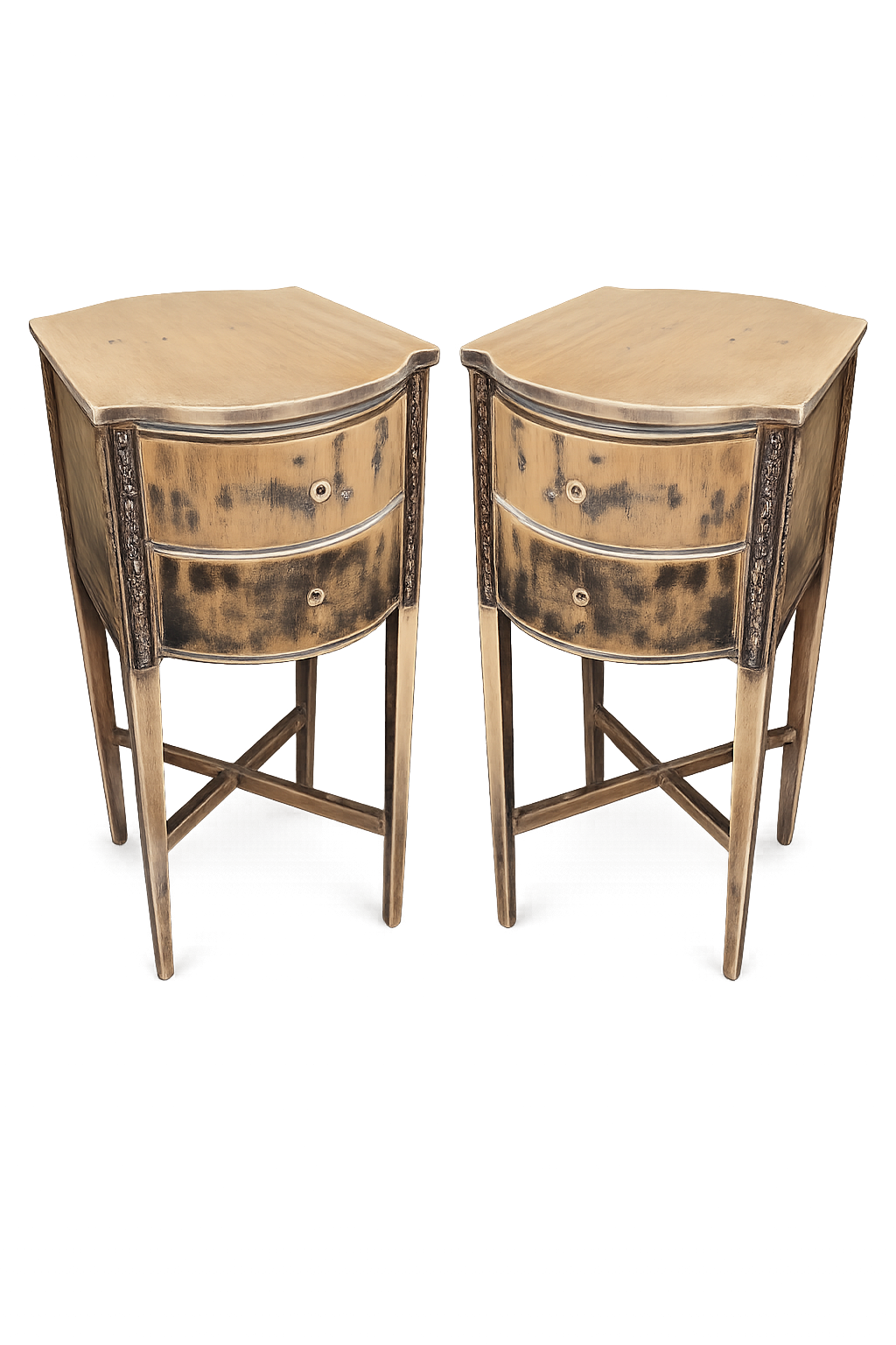 CUSTOMIZABLE A set of Vintage Curvilinear 2 Drawer End Stands For Angela