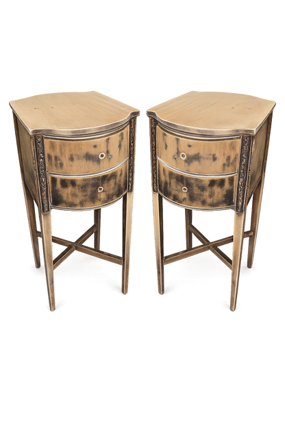CUSTOMIZABLE A set of Vintage Curvilinear 2 Drawer End Stands For Angela