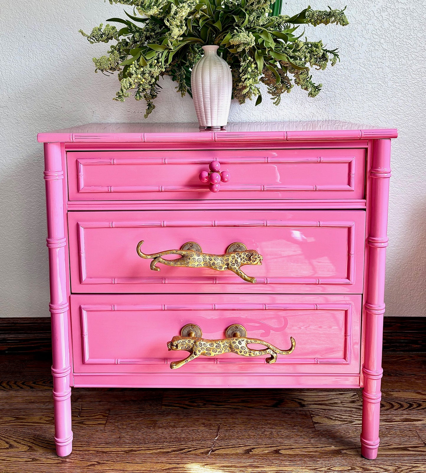 Ultra High Gloss Hot Pink Thomasville Bamboo Dresser