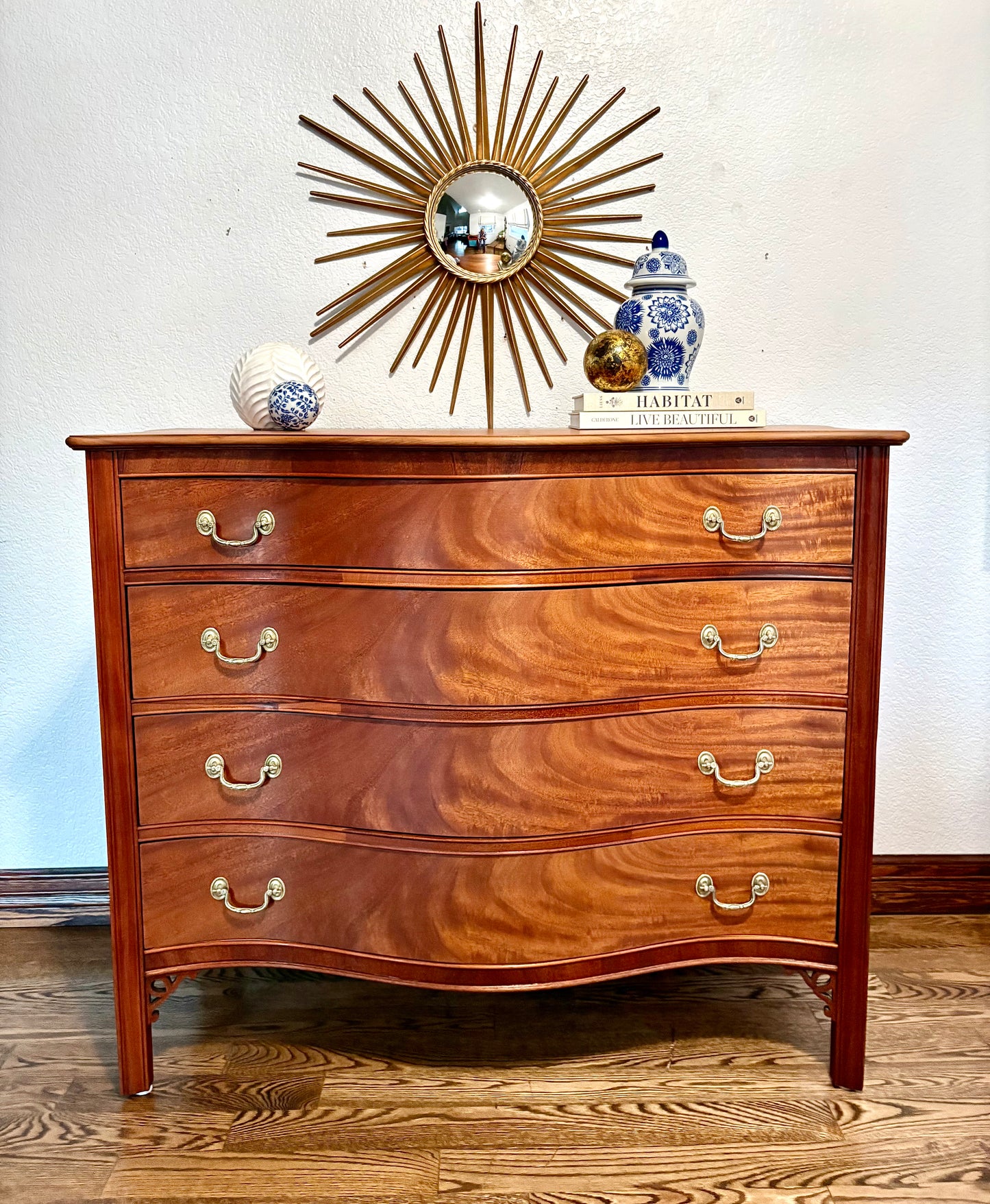 Vintage Serpentine George III Style Chest of Drawers