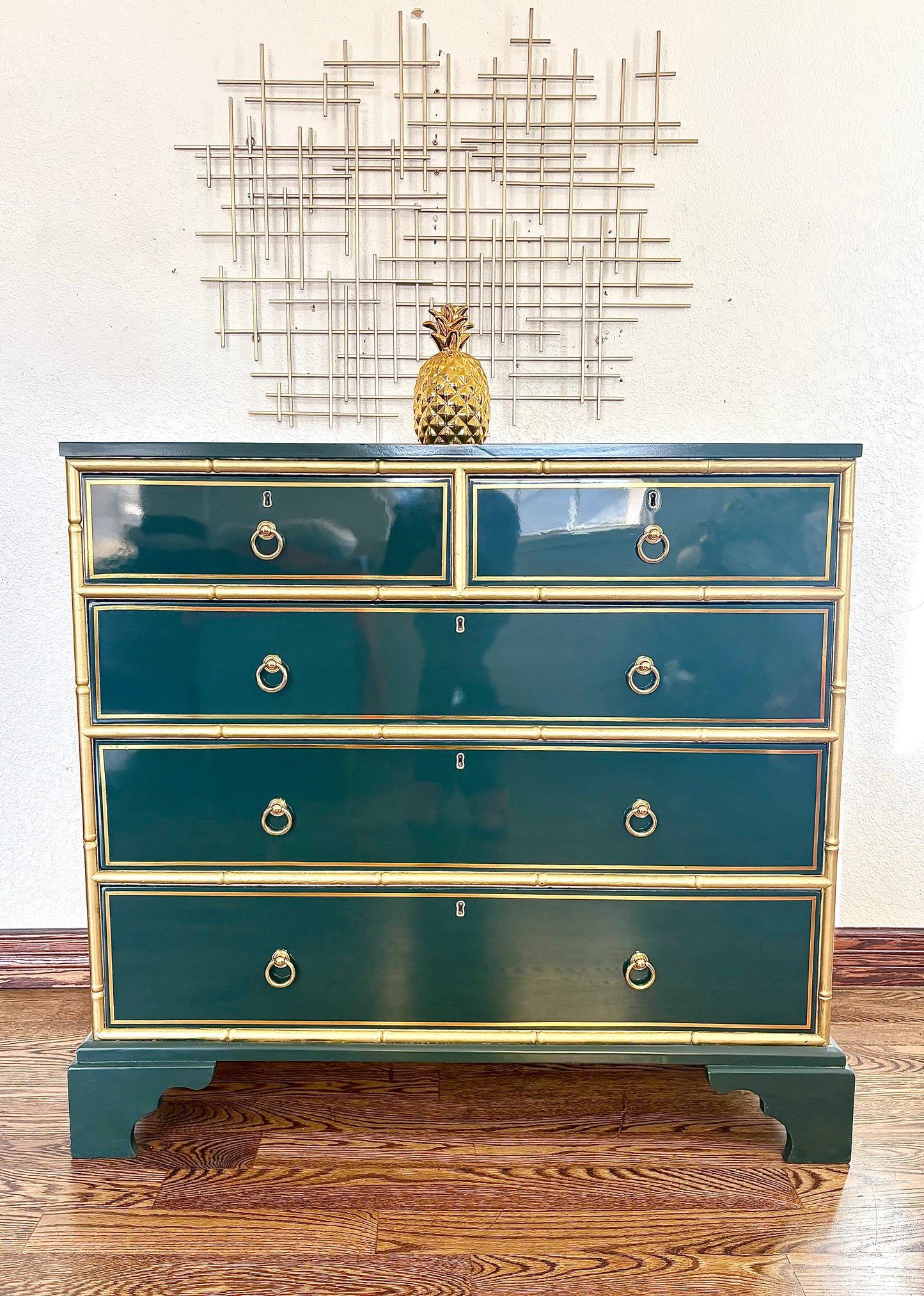 Ultra High Gloss Green Bamboo Trim Dresser