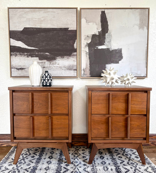 Walnut Mid Century Modern End Stands