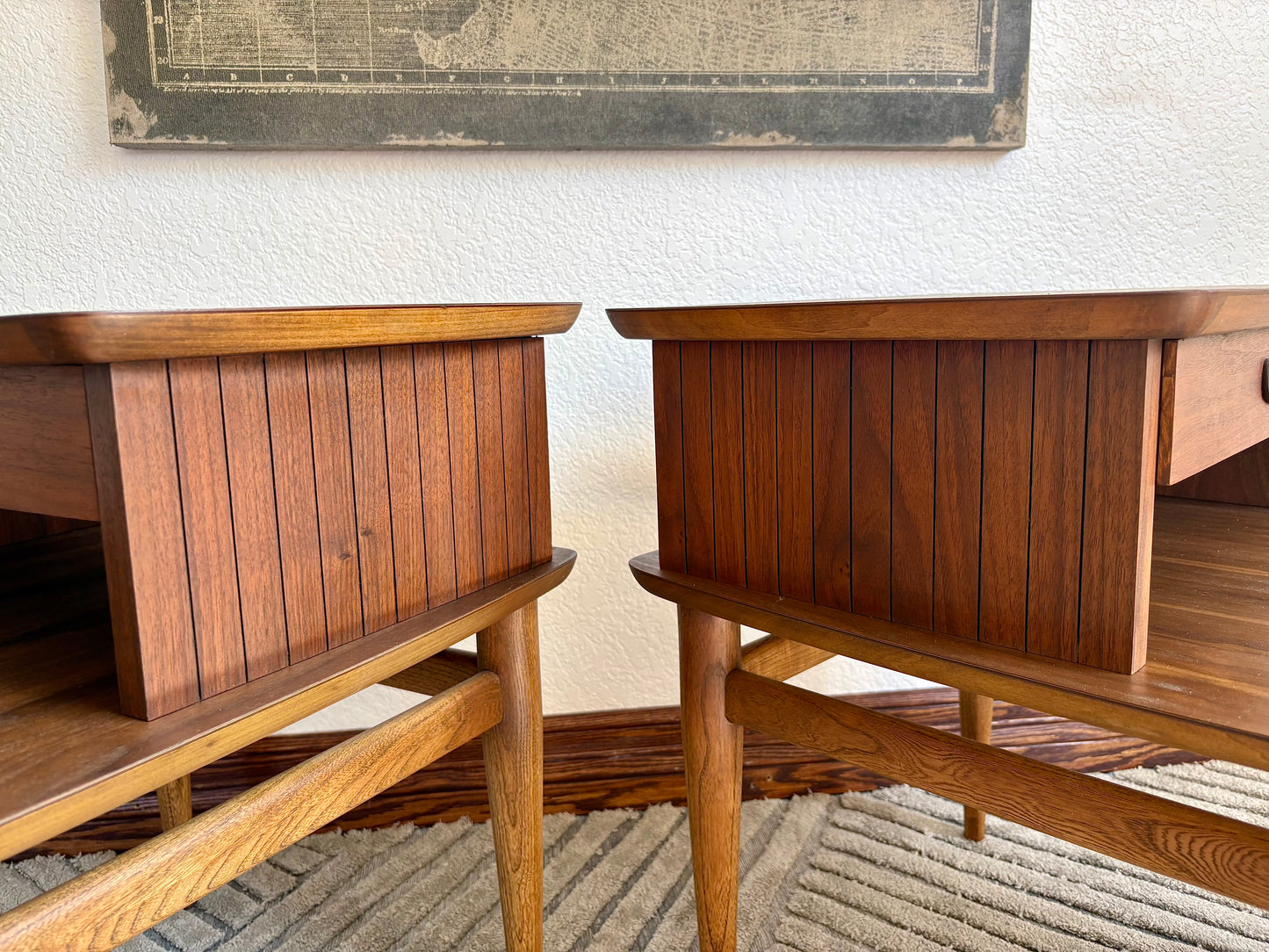 A Pair of MCM Lane End Tables/Bediside Tables with Drawer