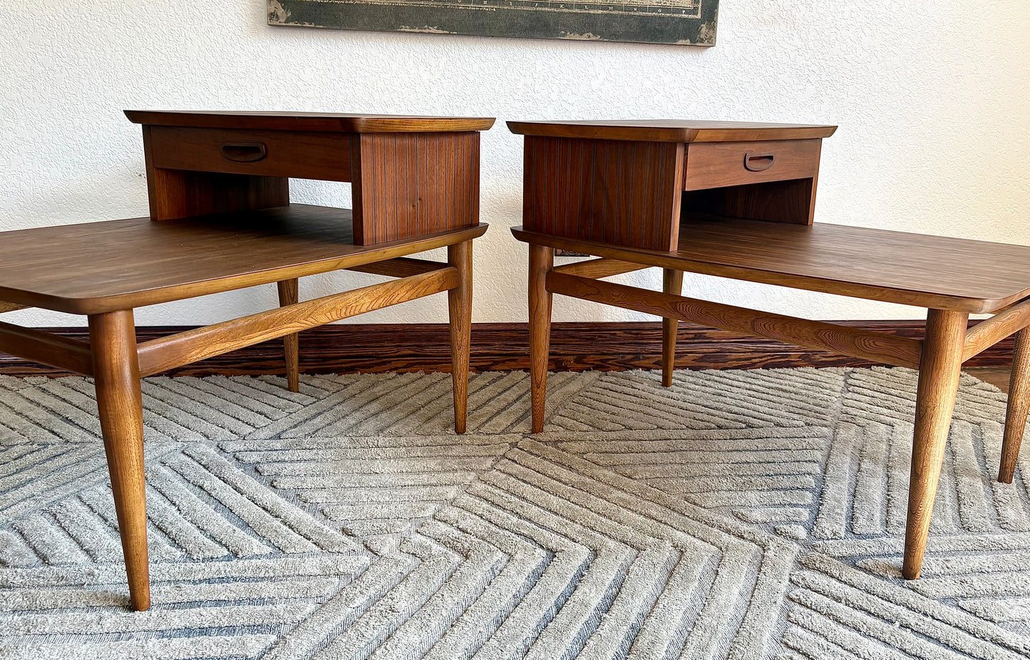 A Pair of MCM Lane End Tables/Bediside Tables with Drawer