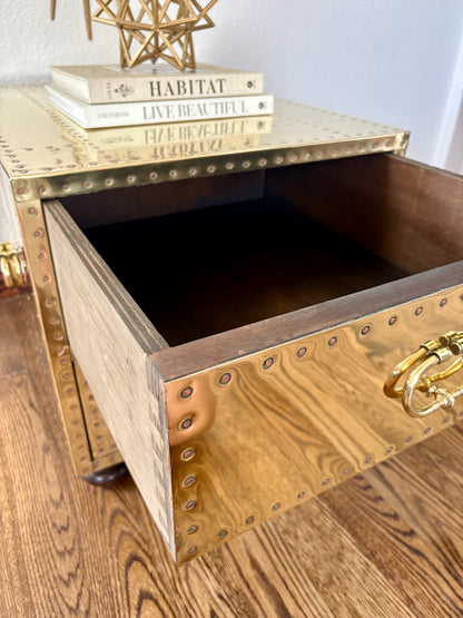 Sarreid Ltd. of Spain Hollywood Regency Two Drawer Brass Coffee table/ Night Stand Chest Bedside