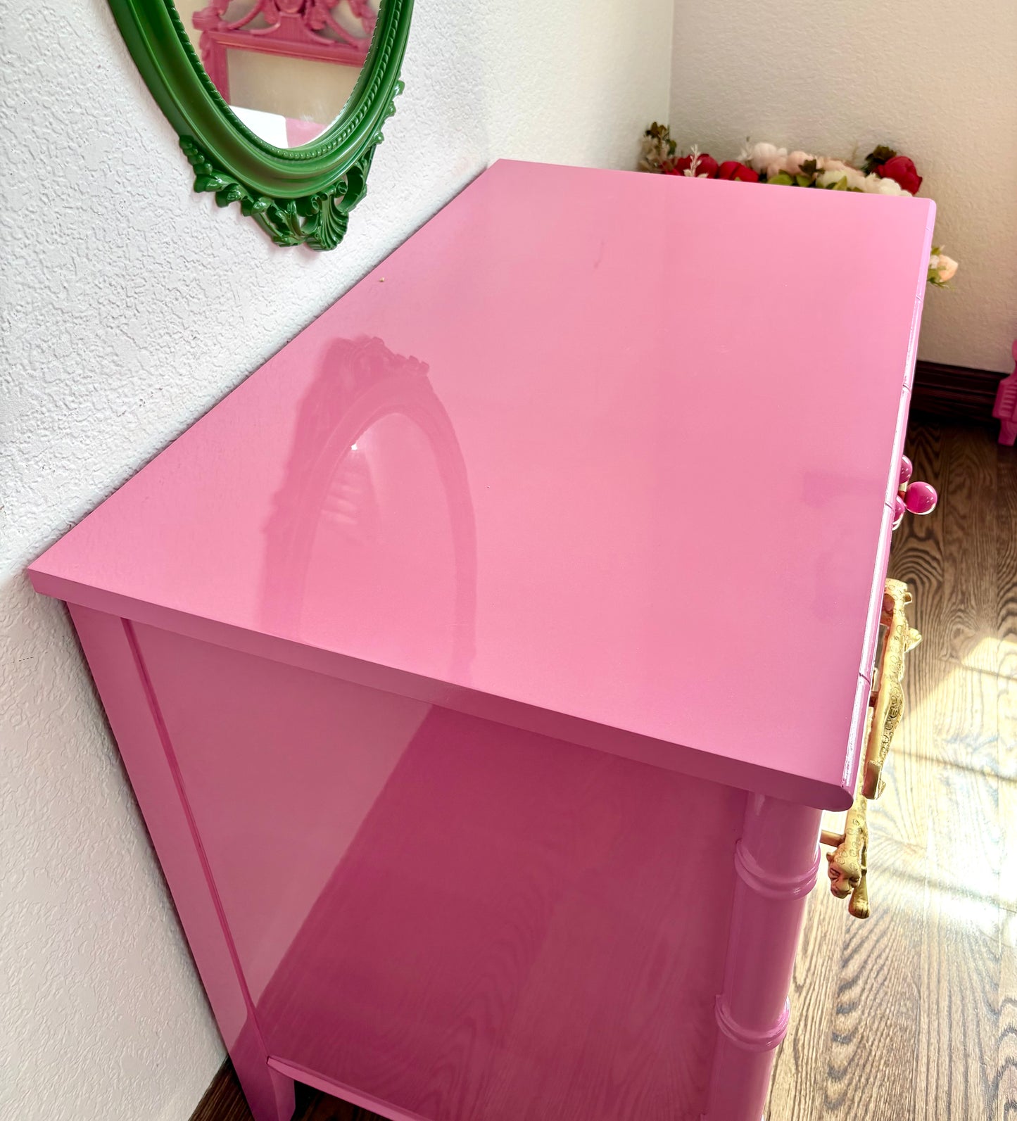 Ultra High Gloss Hot Pink Thomasville Bamboo Dresser