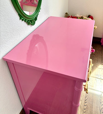 Ultra High Gloss Hot Pink Thomasville Bamboo Dresser
