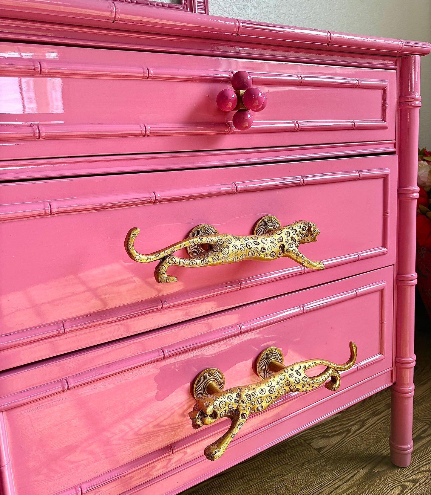 Ultra High Gloss Hot Pink Thomasville Bamboo Dresser