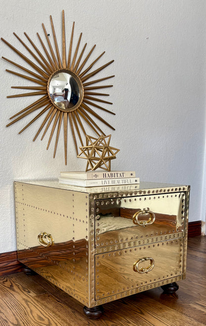 Sarreid Ltd. of Spain Hollywood Regency Two Drawer Brass Coffee table/ Night Stand Chest Bedside