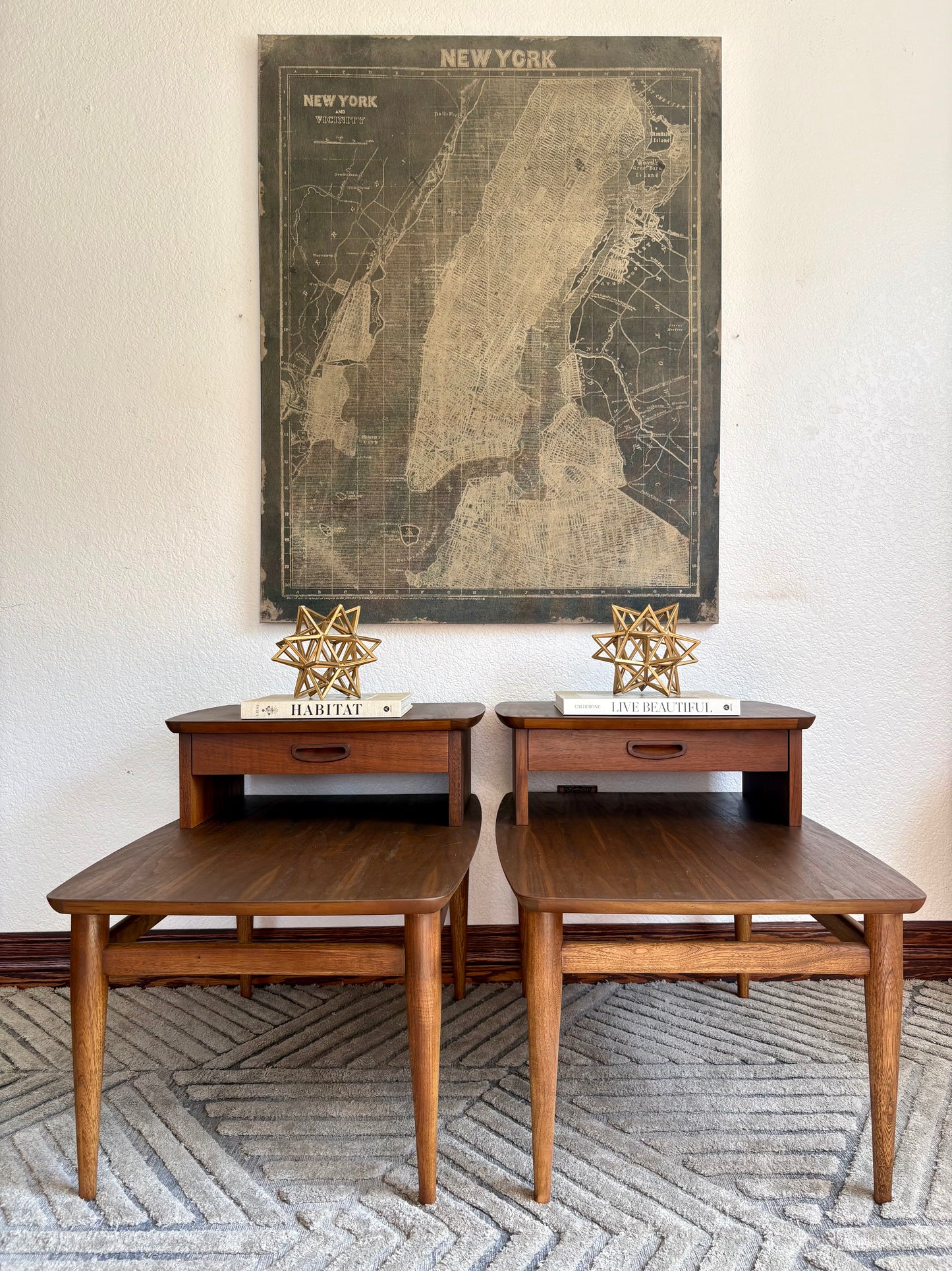 A Pair of MCM Lane End Tables/Bediside Tables with Drawer