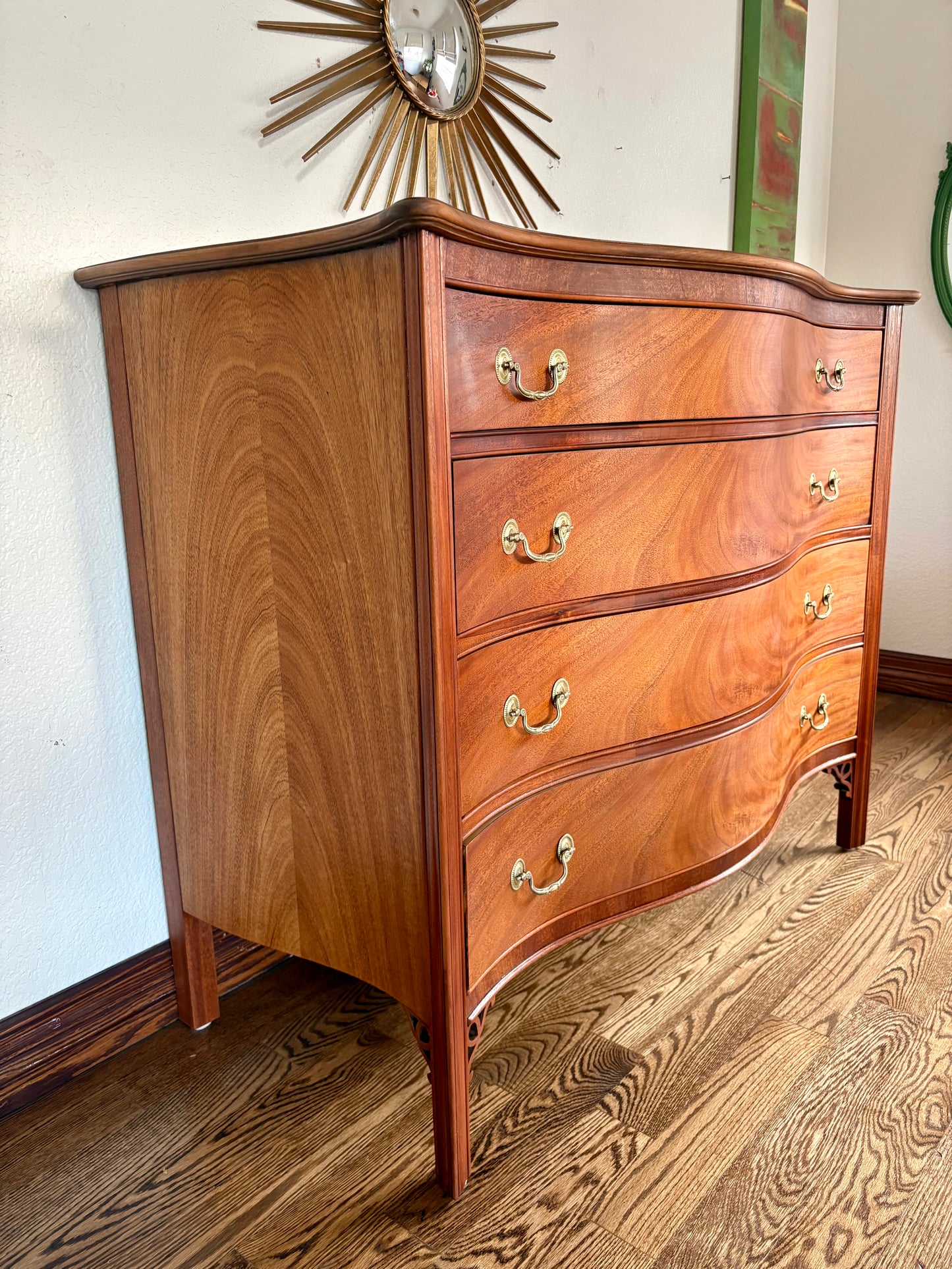 Vintage Serpentine George III Style Chest of Drawers