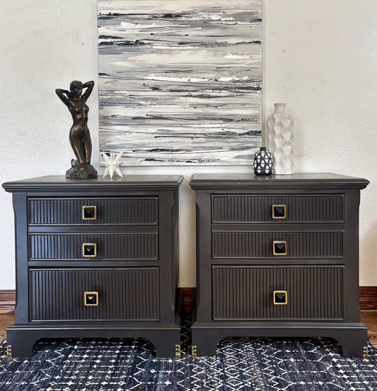 A Pair of Modern Jet Black End Stands