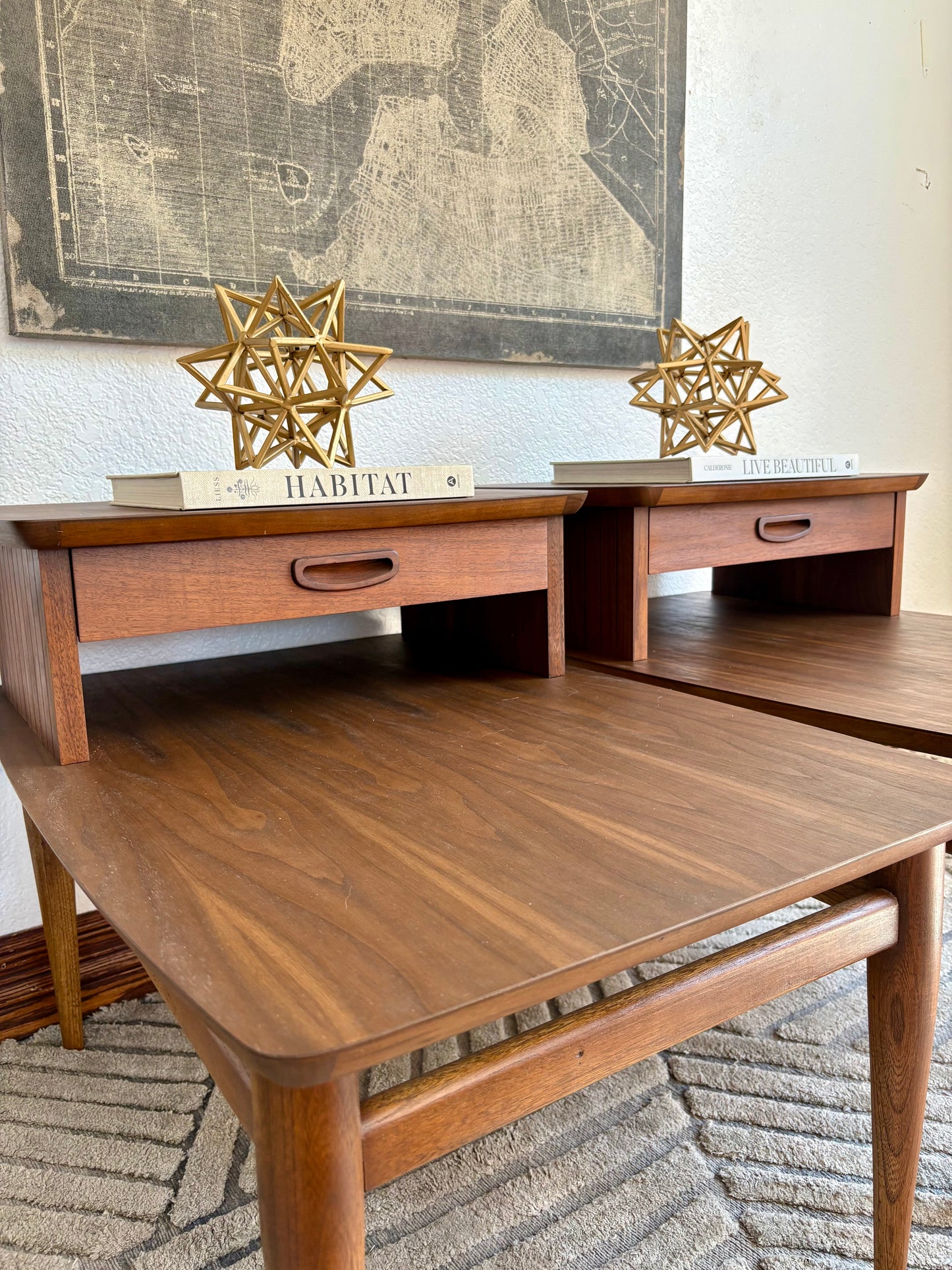A Pair of MCM Lane End Tables/Bediside Tables with Drawer