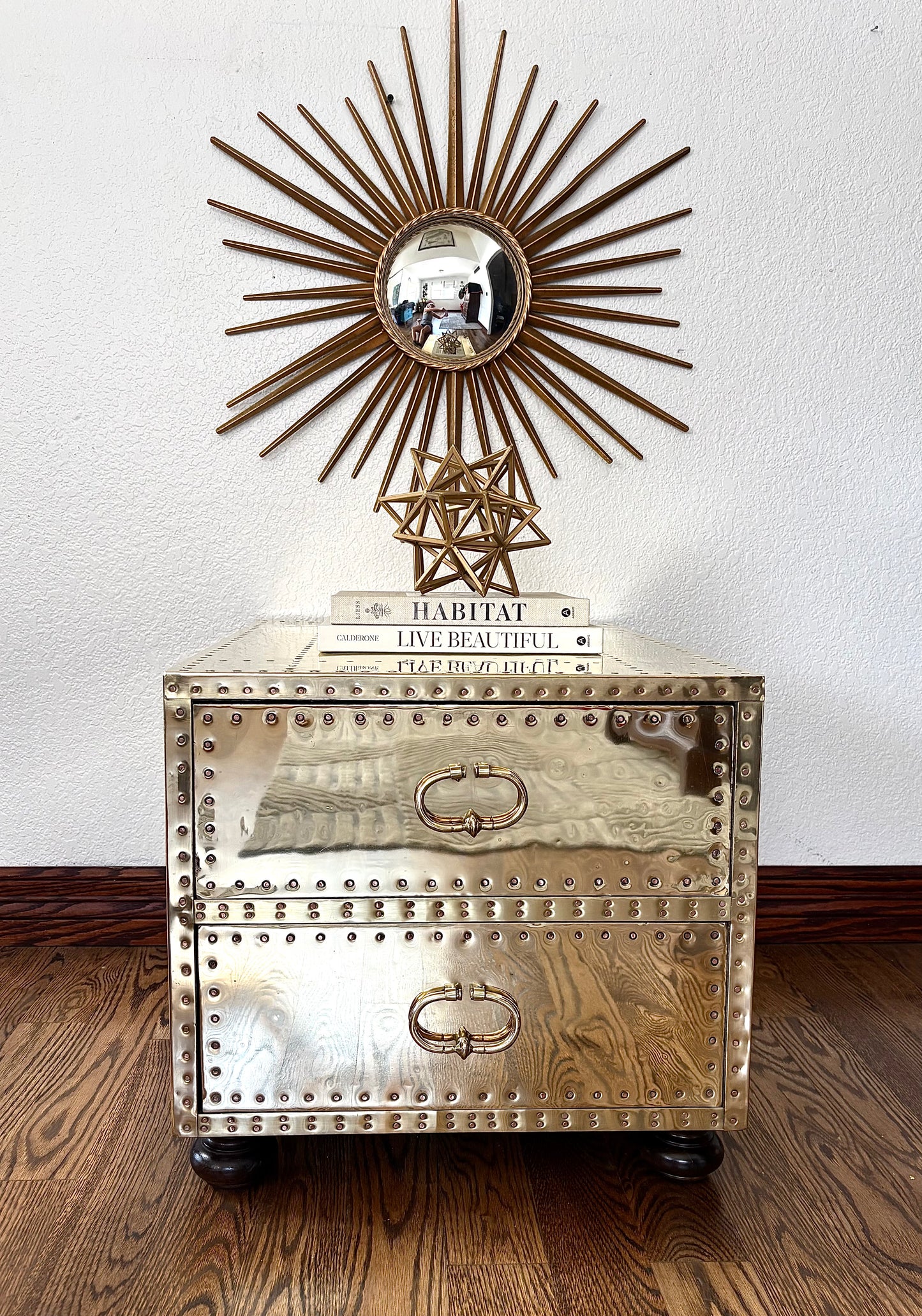 Sarreid Ltd. of Spain Hollywood Regency Two Drawer Brass Coffee table/ Night Stand Chest Bedside