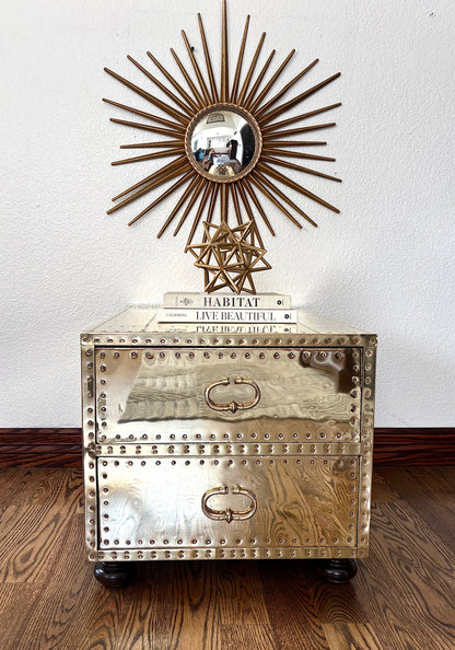 Sarreid Ltd. of Spain Hollywood Regency Two Drawer Brass Coffee table/ Night Stand Chest Bedside
