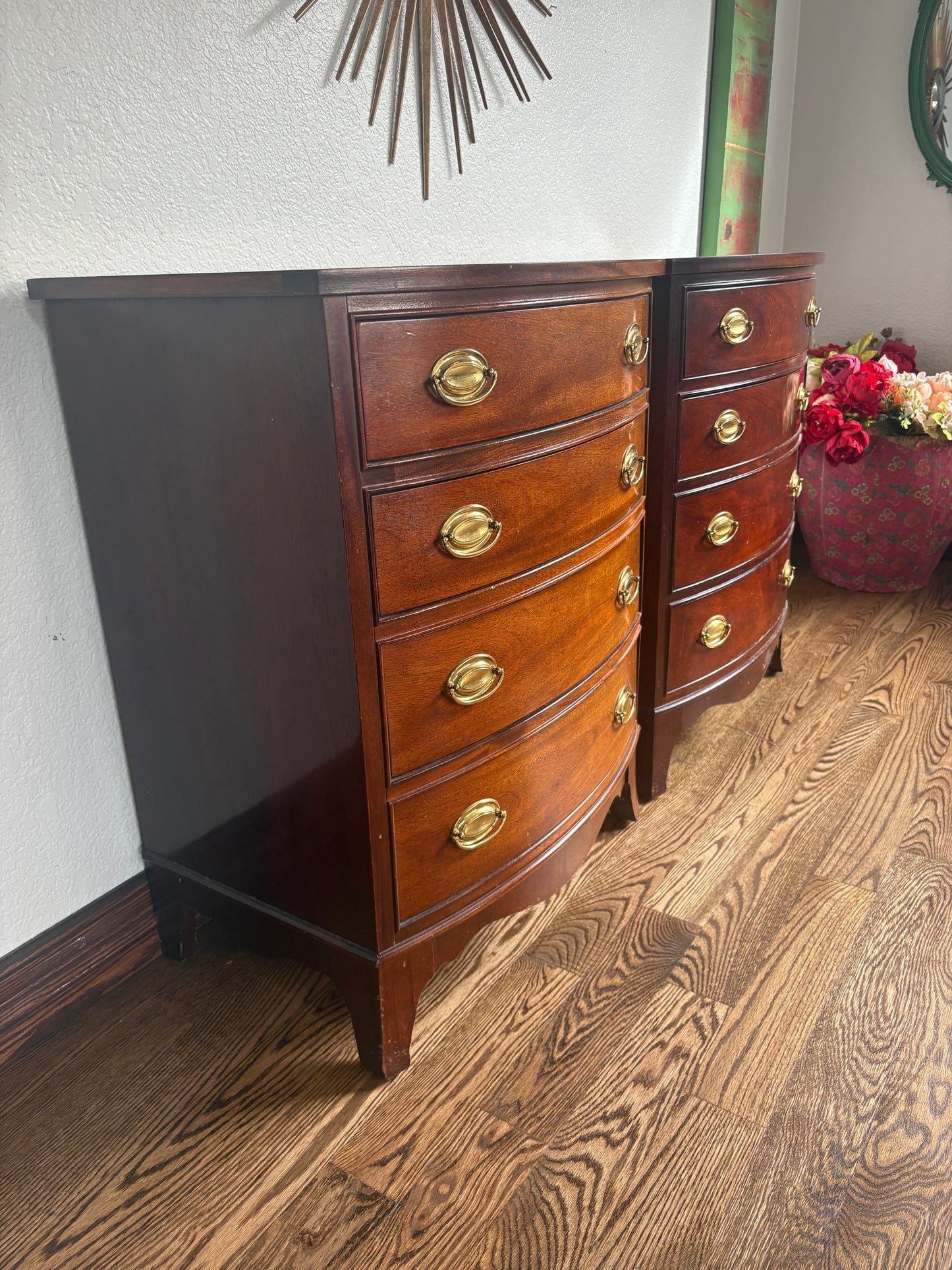 Custom Paint these! A Pair of Dixie Serpentine Large 4 Drawer Bedside Tables/Nightstands/Small Dressers In the Color of Your Choice!