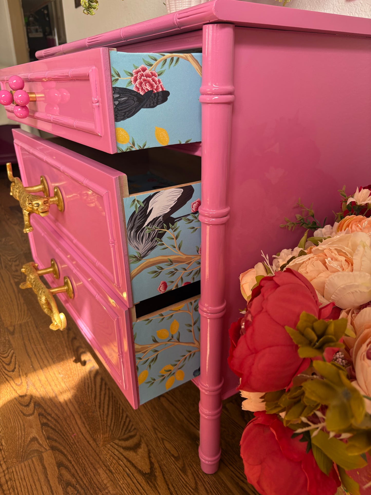Ultra High Gloss Hot Pink Thomasville Bamboo Dresser
