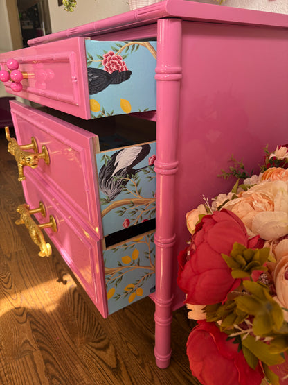 Ultra High Gloss Hot Pink Thomasville Bamboo Dresser