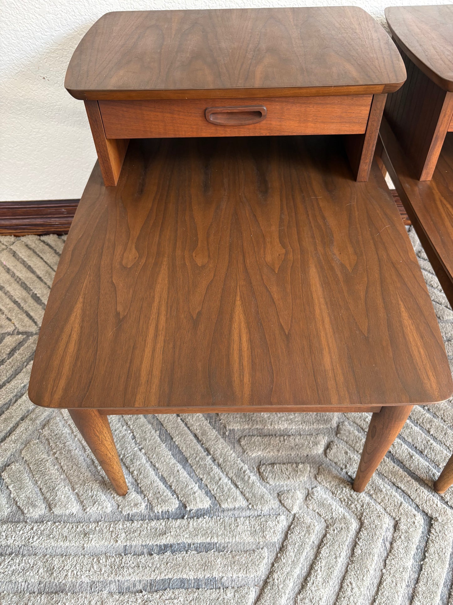 A Pair of MCM Lane End Tables/Bediside Tables with Drawer
