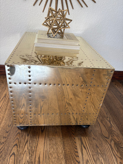 Sarreid Ltd. of Spain Hollywood Regency Two Drawer Brass Coffee table/ Night Stand Chest Bedside