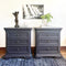 A set of Black satin 3 Drawer Modern End Tables/nightstands/bedside tables with storage