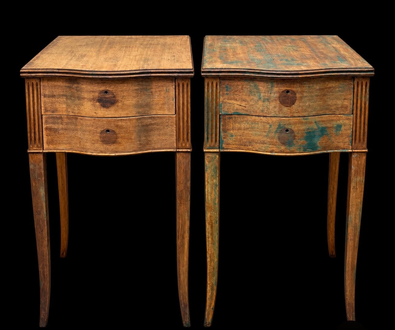 Customizable A Pair of Curvilinear Vintage End Tables
