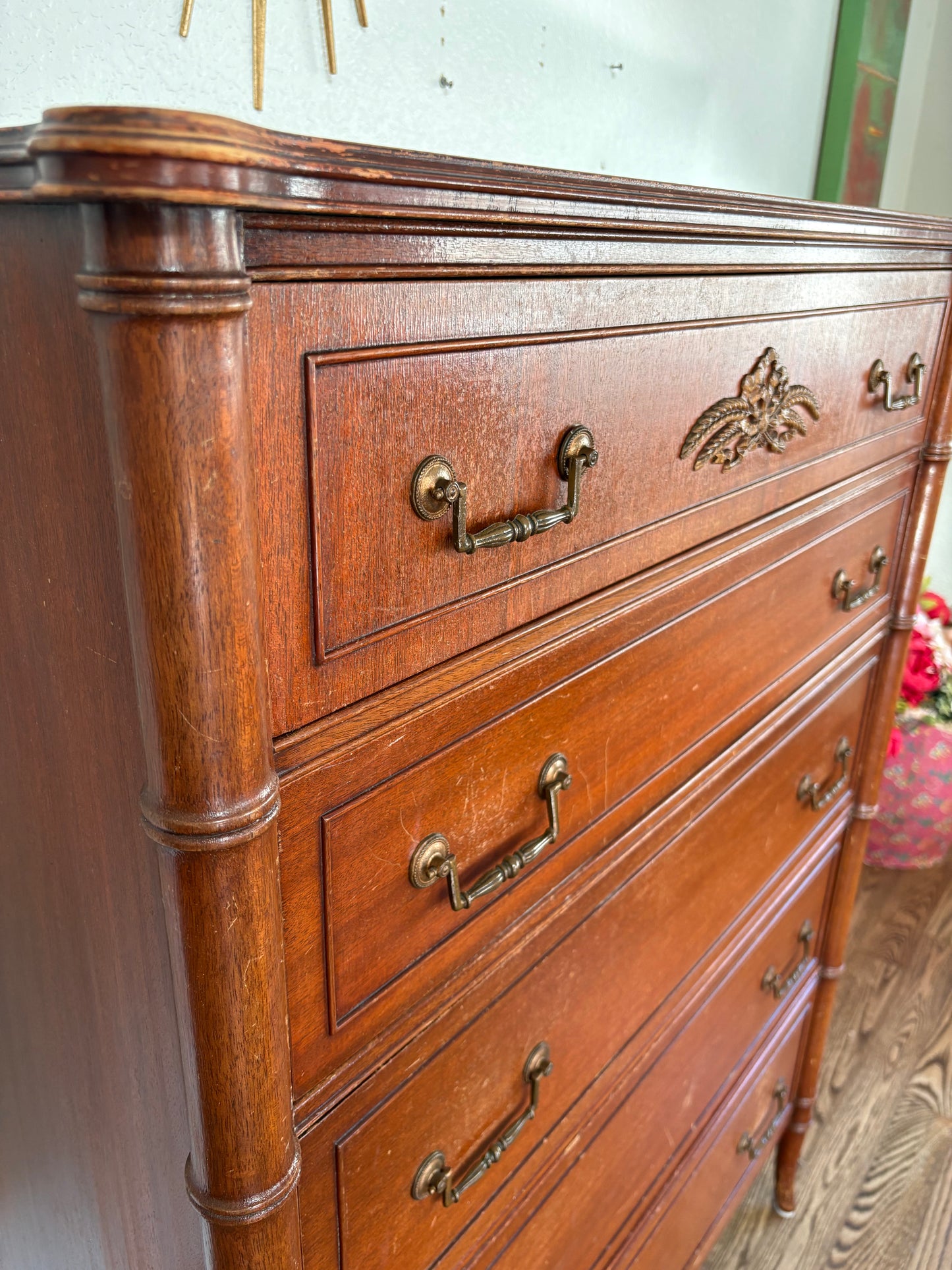 CUSTOMIZABLE Stain or Paint Vintage Baker Furniture Louid XVI Style Tallboy Chest of Drawers
