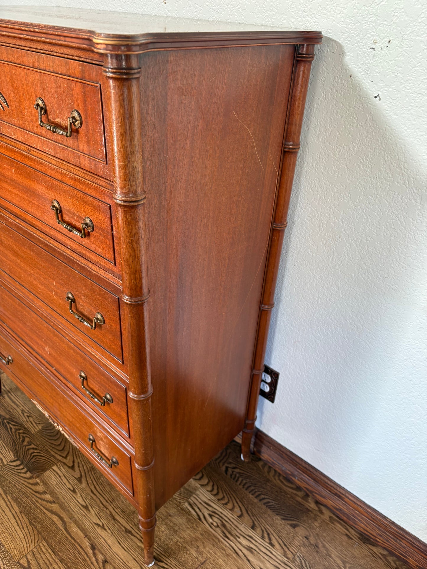 CUSTOMIZABLE Stain or Paint Vintage Baker Furniture Louid XVI Style Tallboy Chest of Drawers