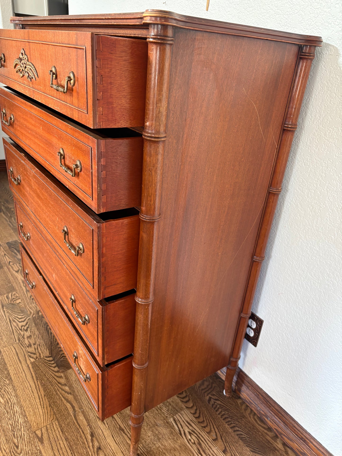 CUSTOMIZABLE Stain or Paint Vintage Baker Furniture Louid XVI Style Tallboy Chest of Drawers