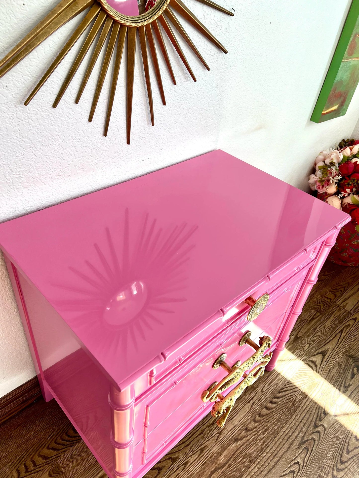 CUSTOMIZABLE in the color of your choice! Thomasville Faux Bamboo Dresser/Large End Stand/End Table/Chest of Drawers