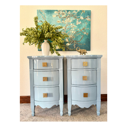 A Pair of Vintage Dixie Bow Front High Gloss End Stands