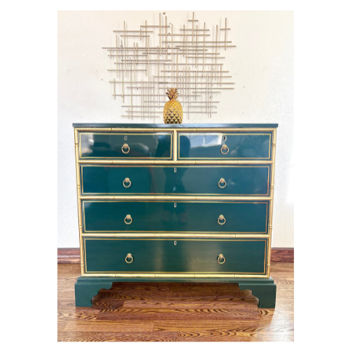 Ultra High Gloss Green Bamboo Trim Dresser