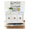 Vintage Hollywood Regency Credenza – White & Gold Sideboard with Ornate Floral Medallions