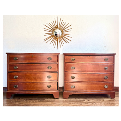 CUSTOM Paint or stain this pair of Drexel Style Serpentine Oversized 4 Drawer NightStands/End Tables (Can Be sold individually).