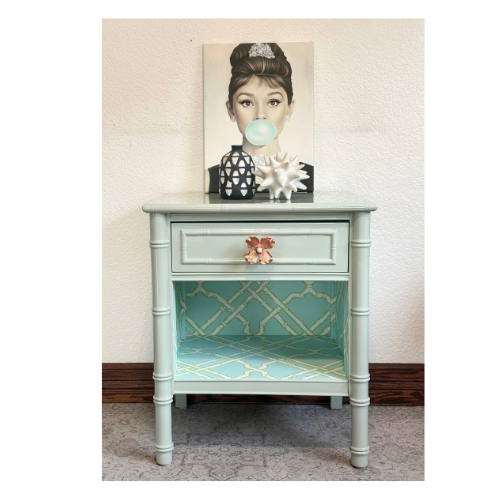 Single Bamboo High gloss End Stand in Palladium Blue