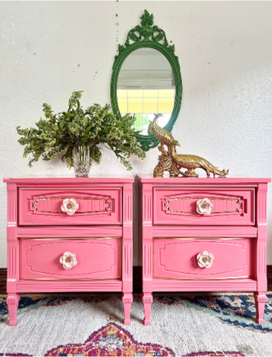 A Pair of Hot Pink Bedside Tables